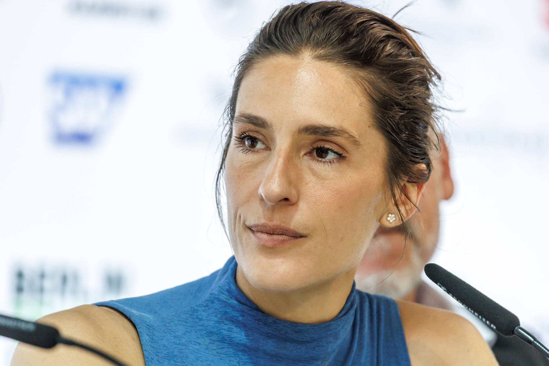Andrea Petković auf einer Pressekonferenz der Berlin Tennis Open: Die 37-Jährige ist Botschafterin des Turniers.