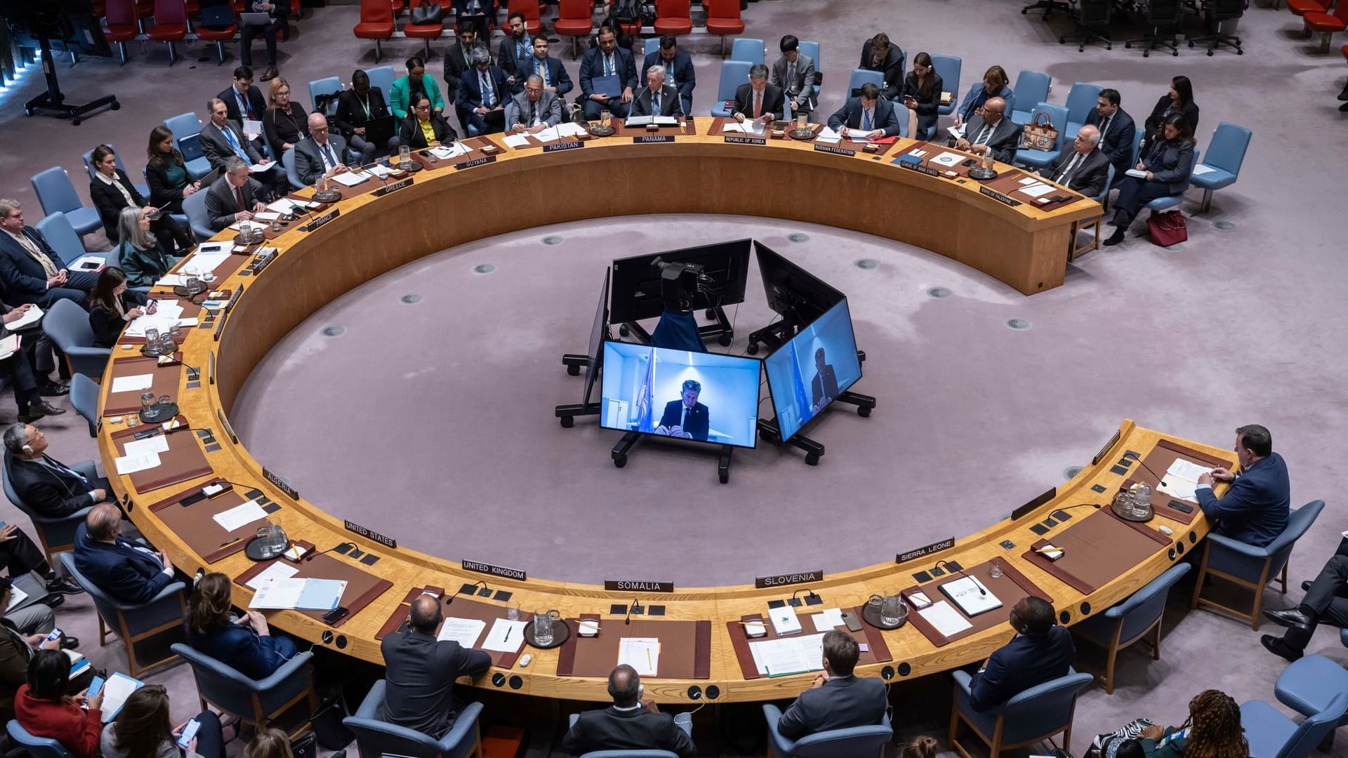 Eine Sitzung des Sicherheitsrates im Hauptquartier der Vereinten Nationen.