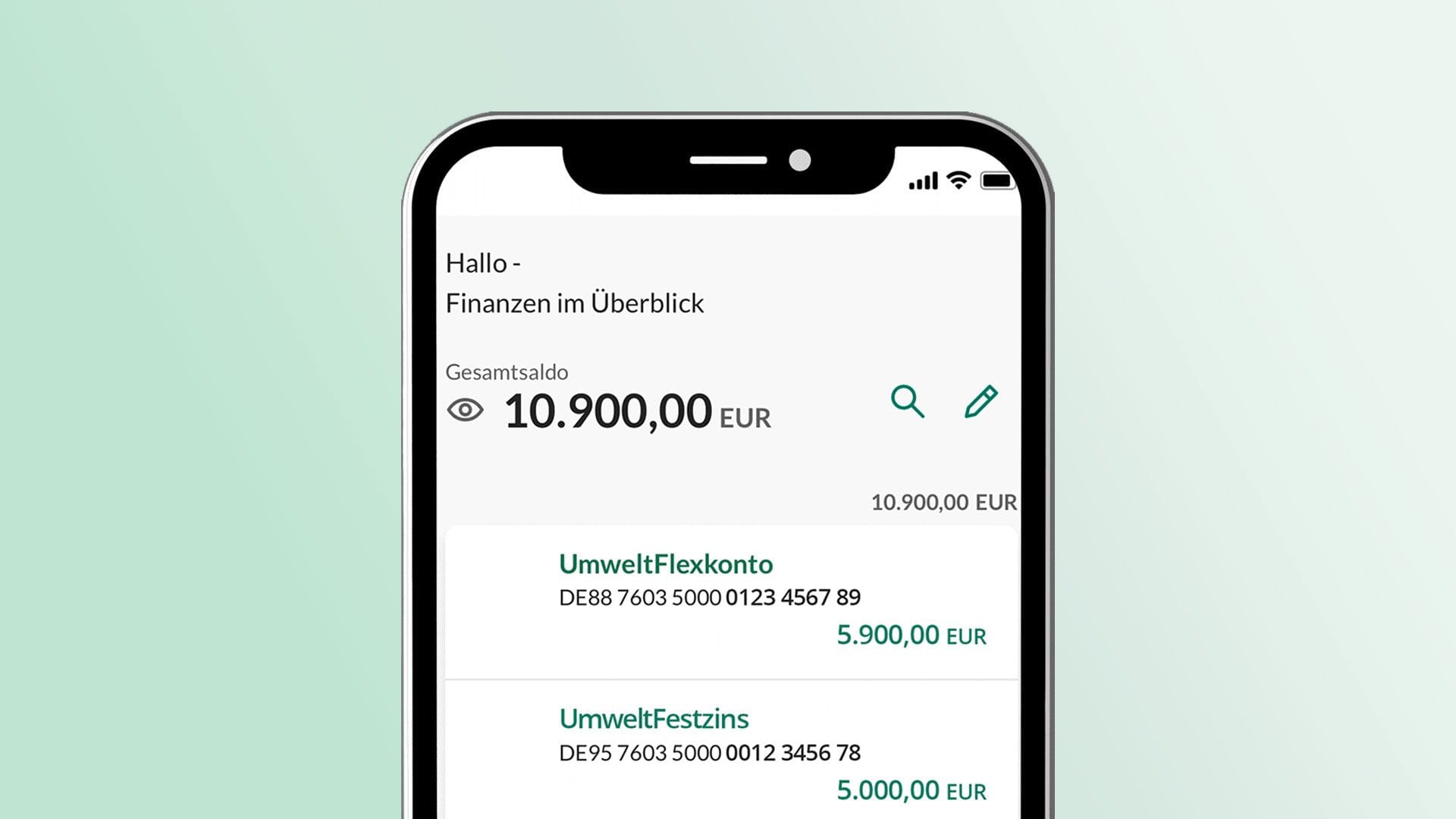 Mit der UmweltBanking App haben Sie Ihre Finanzen immer im Blick.