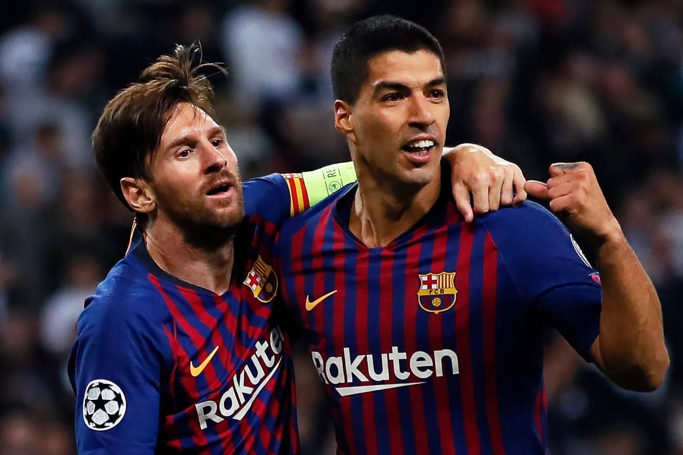 Lionel Messi (l.) und Luis Suárez: Beide spielten jahrelang gemeinsam beim spanischen Klub.