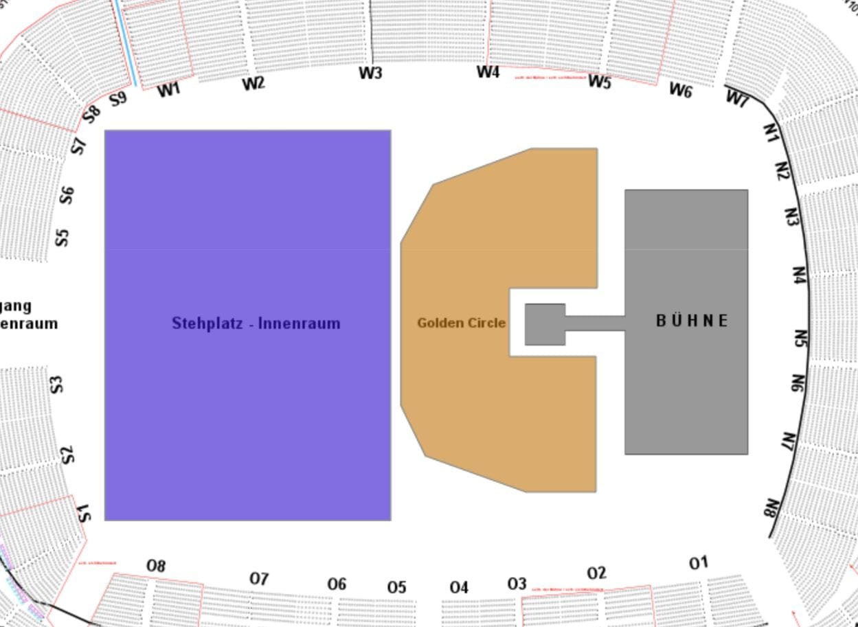 Stadionplan: Robbie Williams spielt am 30. Juni in der Heinz-von-Heiden-Arena.