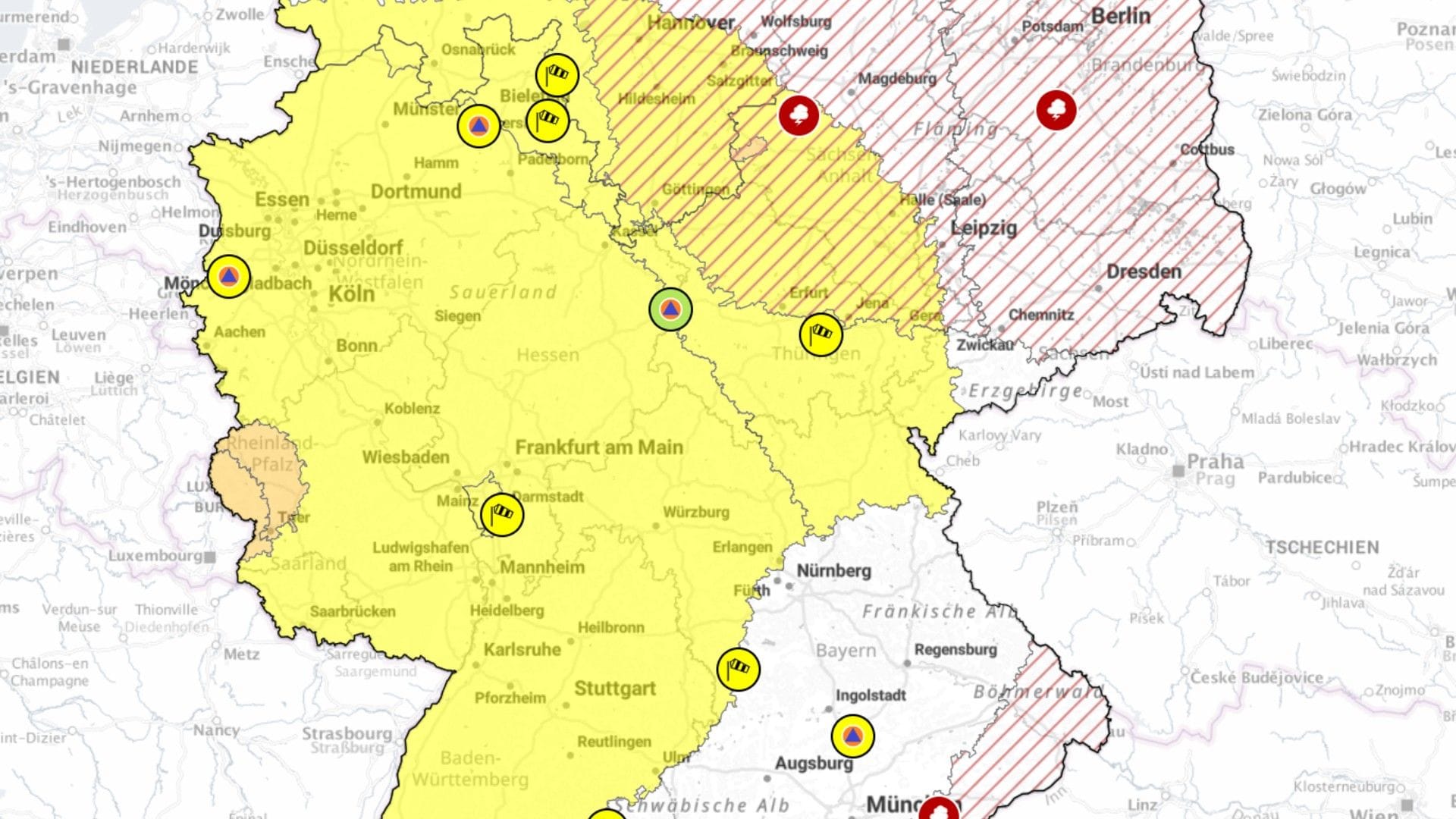 Vorabinformation des DWD vor schwerem Gewitter: Im Laufe des Nachmittags kann in weiten Teilen Deutschlands Unwetterwerrnstufe drei von vier erreicht werden.