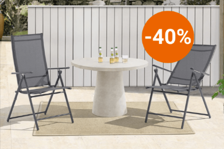 Bei Jusky's erhalten Sie derzeit zwei Gartenstühle für nur knapp 50 Euro.
