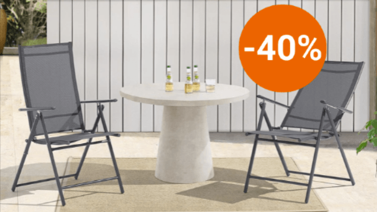 Bei Jusky's erhalten Sie derzeit zwei Gartenstühle für nur knapp 50 Euro.