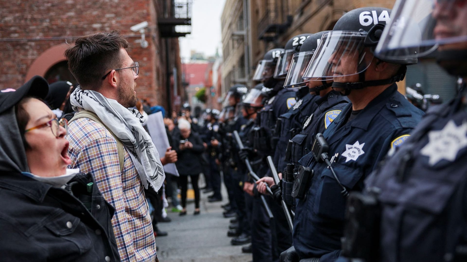 Protest against federal immigration sweeps, in San Francisco