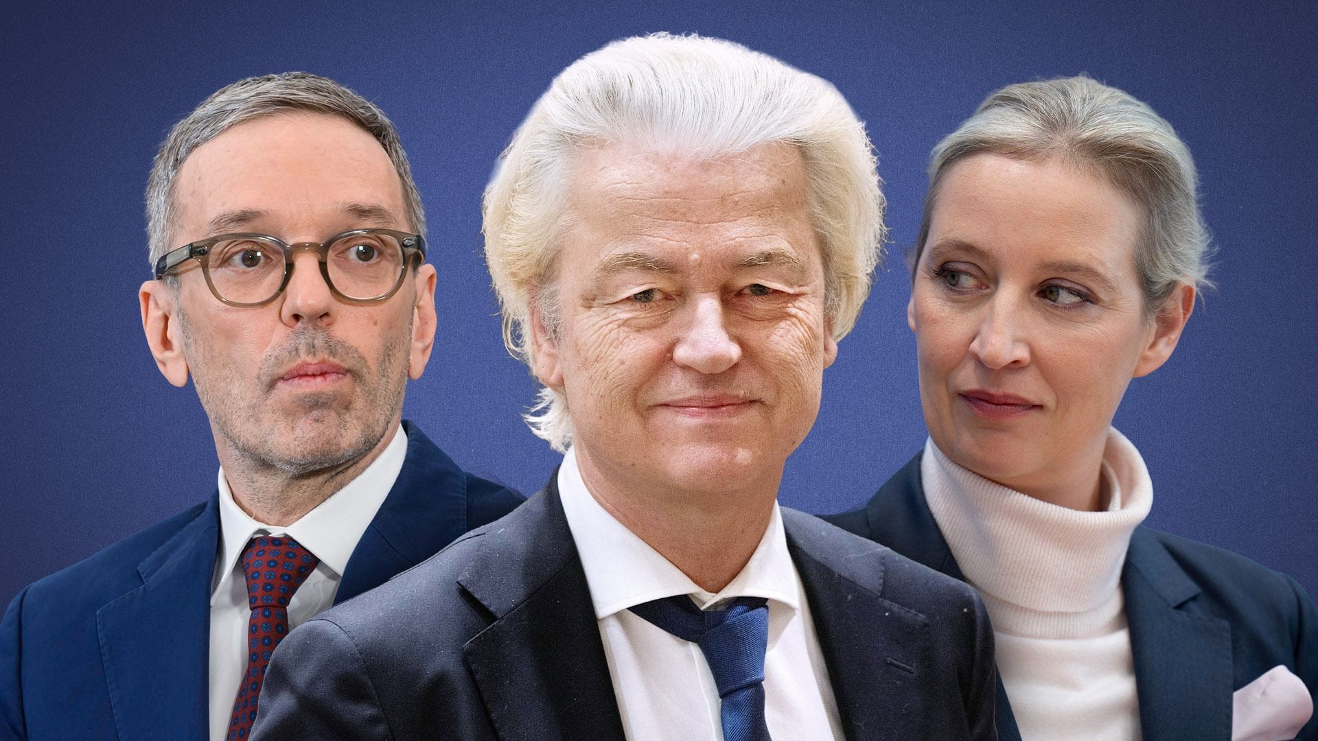 Herbert Kickl (FPÖ), Geert Wilders (PVV) und Alice Weidel (AfD): Europas Rechtspopulisten setzen auf Wählerstimmenmaximierung, um jeden Preis.