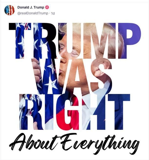 Trump hatte in allem recht": Selbstdarstellung eines beschränkten Intellekts auf "Truth Social".