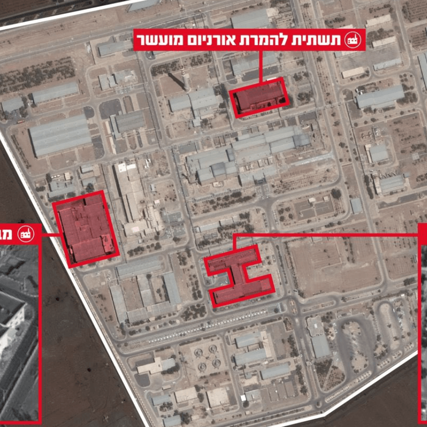 Grafik der israelischen Streitkräfte: Das Militär hat einen Angriff auf die iranische Atomanlage Isfahan gemeldet.
