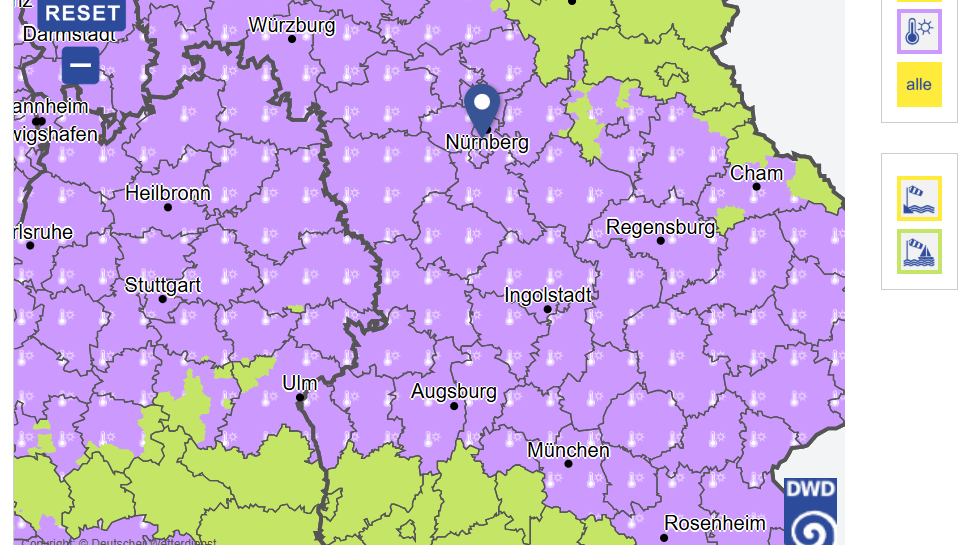 Großteile Bayerns sind von der amtlichen Hitzewarnung betroffen.