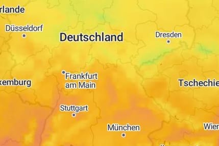 Eine Wetterkarte zeigt Deutschland in sommerlichen Farben: Hochdruckgebiet "Zora" sorgt für angenehme Temperaturen.