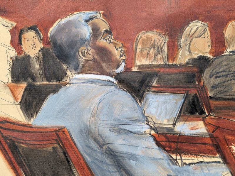 Die Gerichtszeichnung zeigt Sean "Diddy" Combs vor dem Bundesgericht in Manhattan.