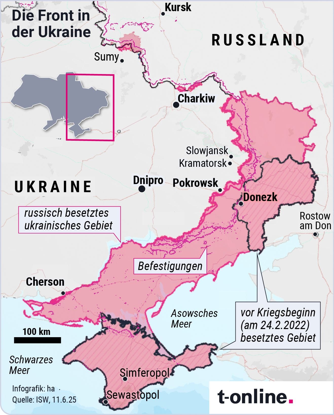 Übersicht der Ukraine: Die 260.000-Einwohner-Stadt Sumy liegt direkt an der russischen Grenze.