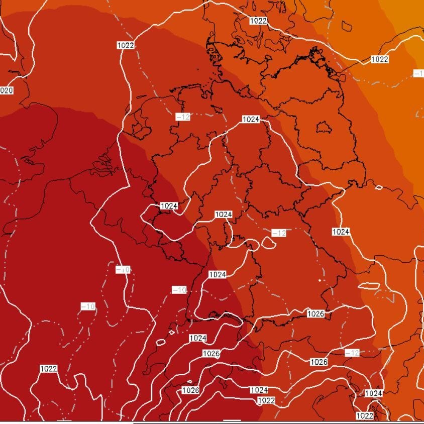 Eine Simulation des ICON-Modells für den 23. Juni 2025: Alle Wettermodell sind sich einig: Der Sommer 2025 wird heiß.