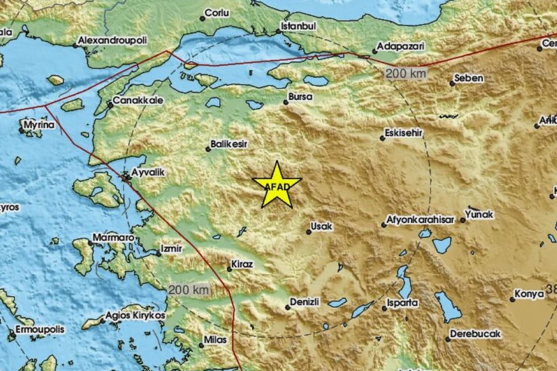 Erdbebenkarte Westtürkei: Spannungen im Erdinneren sorgen für ungewöhnliche Schwarmbeben.