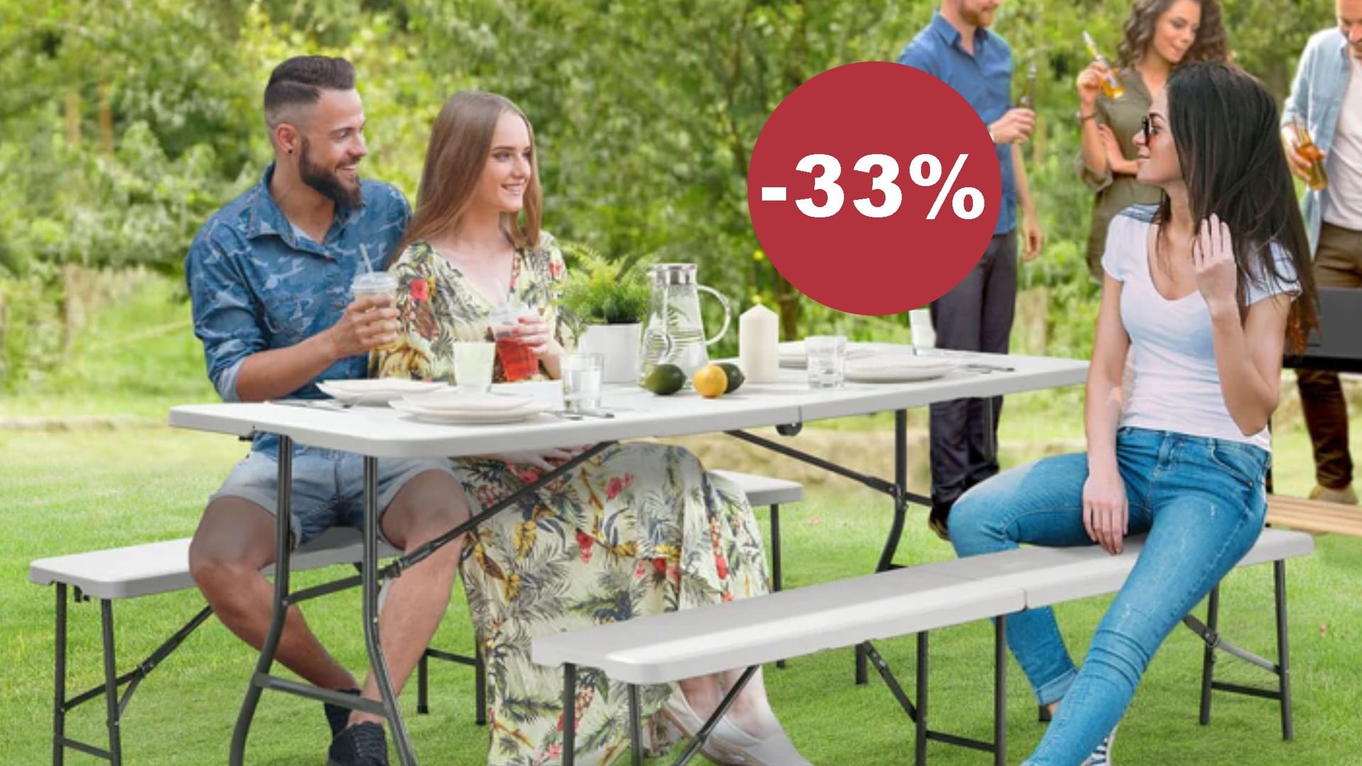 Schnell aufgebaut, leicht verstaut: Die klappbare Bierzeltgarnitur Bayreuth ist ideal für Feiern, Ausflüge und mehr.