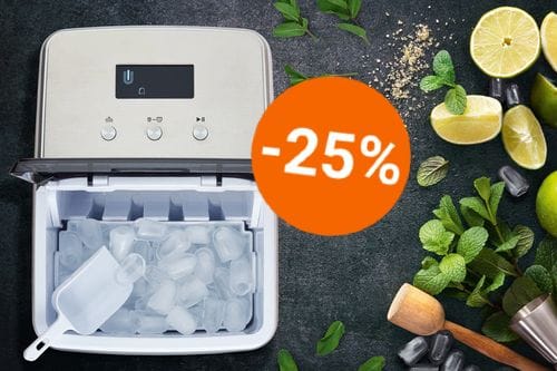 Im Aldi-Onlineshop gibt es die Eiswürfelmaschine aktuell mit 25 Prozent Rabatt