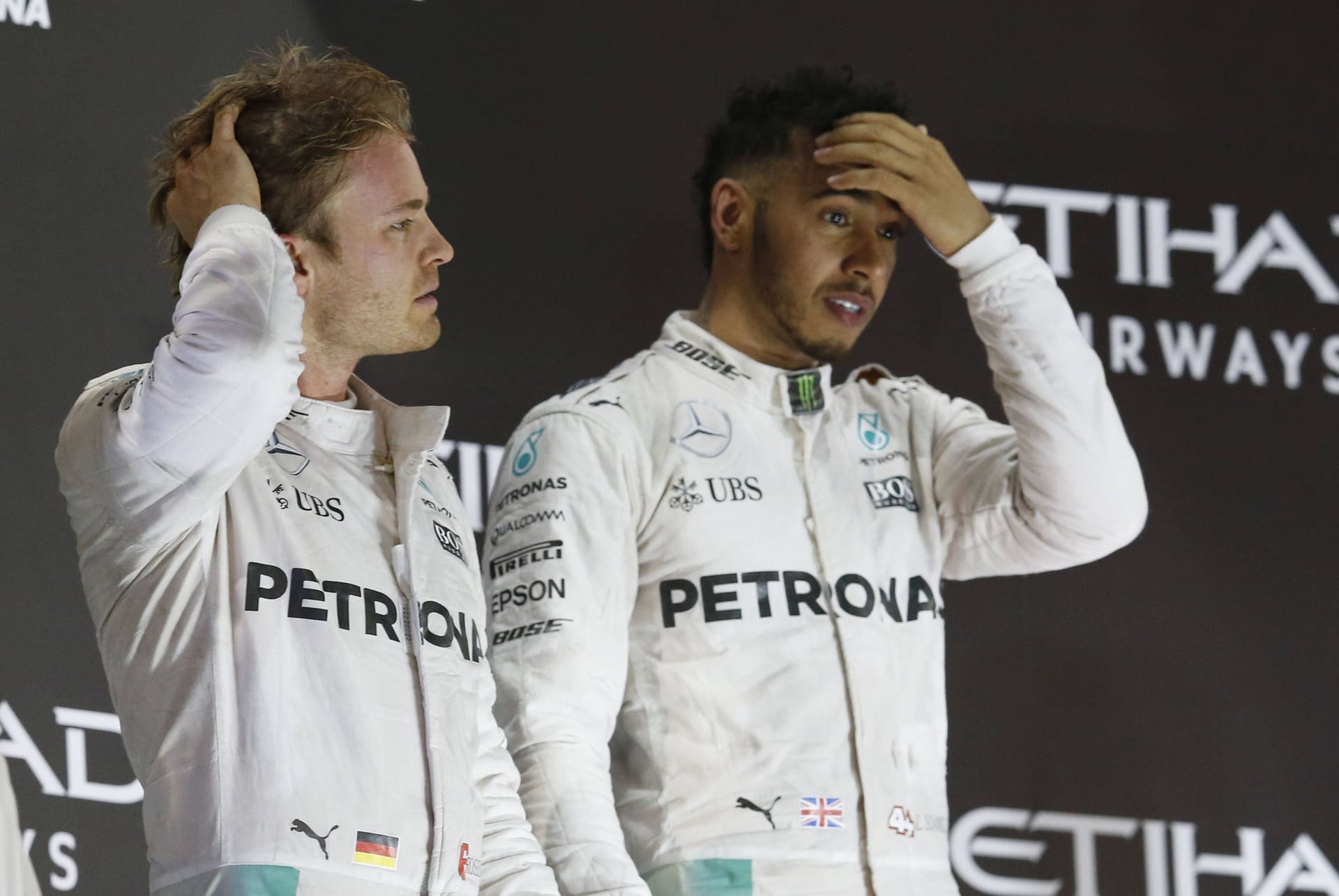 Nico Rosberg (links) und Lewis Hamilton: Ihre Freundschaft zerbrach an der Rivalität auf der Strecke.