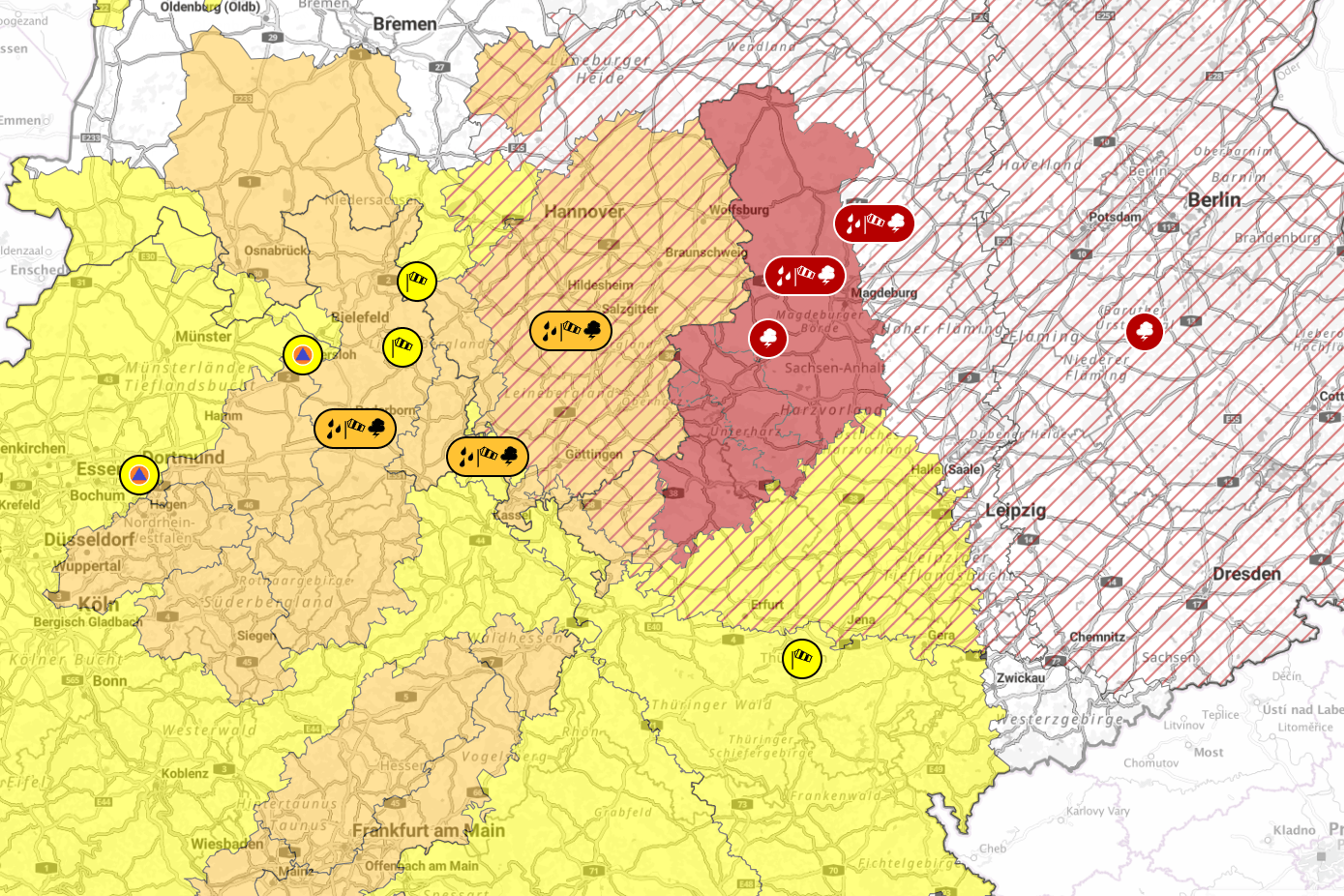 In Teilen Thüringens, Niedersachsens und Sachsen-Anhalts gelten Unwetterwarnungen.
