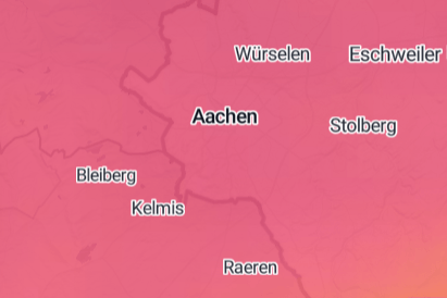 In Aachen wird es am Wochenende richtig heiß: Das zeigt auch die Wetter-Karte von t-online.de.