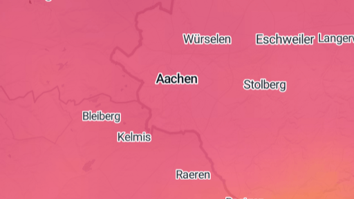 In Aachen wird es am Wochenende richtig heiß: Das zeigt auch die Wetter-Karte von t-online.de.