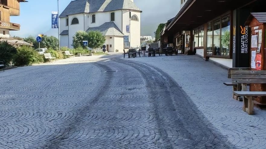 San Vito di Cadore: Der jüngste Felssturz hat eine große Menge Staub aufgewirbelt.
