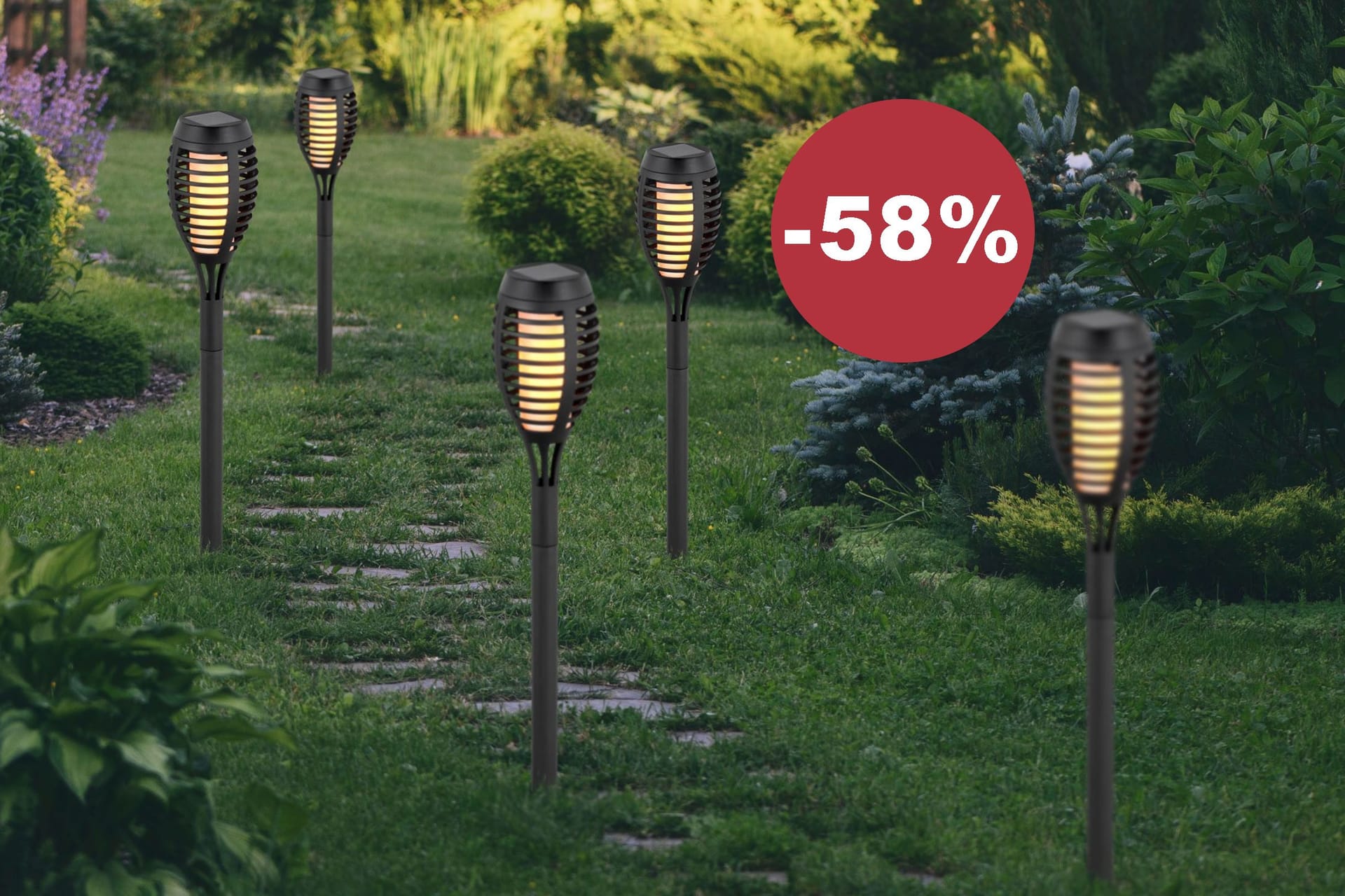 LED-Solarfackeln mit natürlichem Flackereffekt jetzt 58 % günstiger bei Otto.
