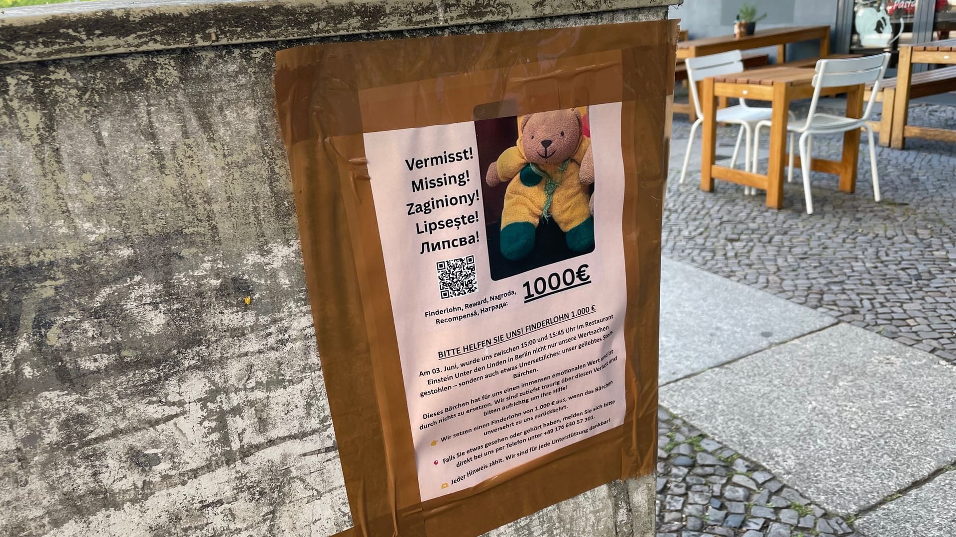 1000 Euro für gestohlenen Teddy ausgesetzt 1000 Euro für gestohlenen Teddy ausgesetzt
