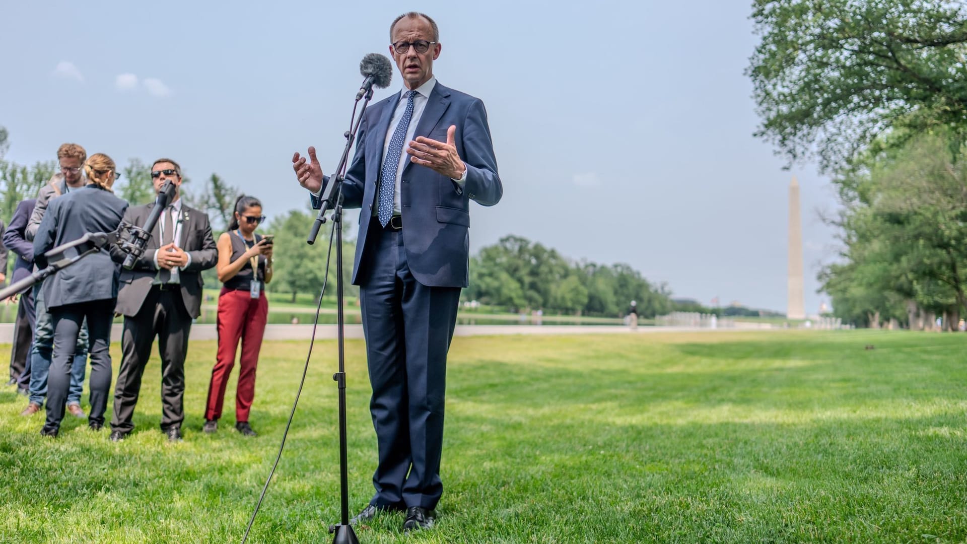 Kanzler Friedrich Merz nach seinem Treffen mit US-Präsident Trump.