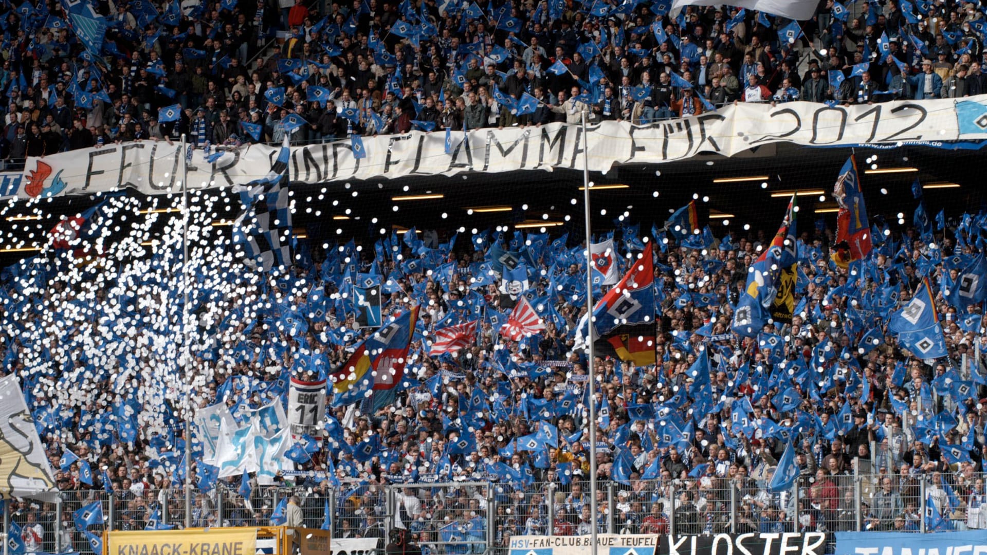 "Feuer und Flamme für Hamburg 2012": Auch die HSV-Fans stellten sich im Volksparkstadion hinter die Olympia-Pläne der Stadt. (Archivbild)