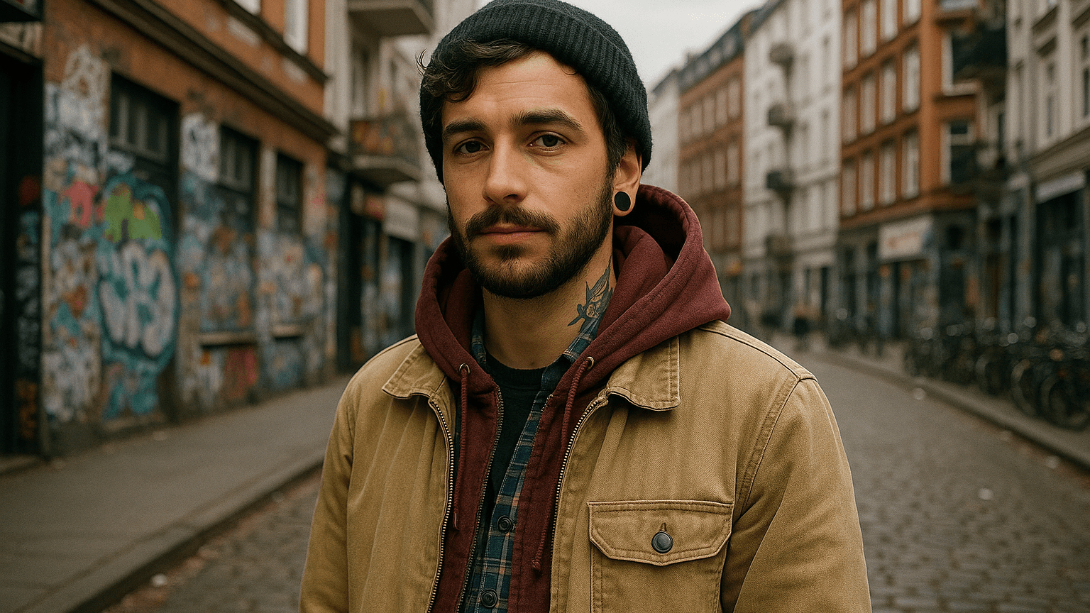 Ein fiktiver Mann: So antwortet das Tool Sora auf die Anfrage "Erstelle ein Porträt eines typischen Bewohners aus dem Schanzenviertel, Hamburg".