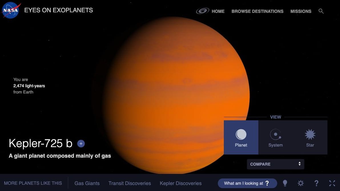 Kepler-725b ist ein Gasriese. Durch dessen Beobachtung konnten Forscher die Existenz von Kepler-725c nachweisen.