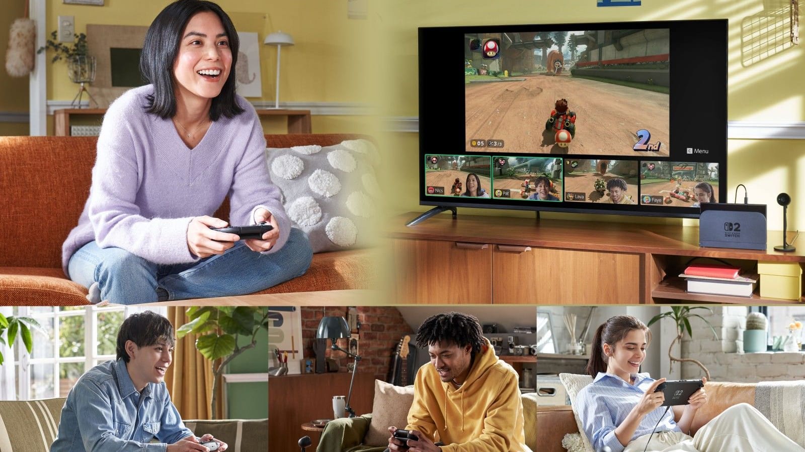 Mit der optionalen Kamera können sich Switch-2-Nutzer ihre Spielfreunde ins Haus holen.