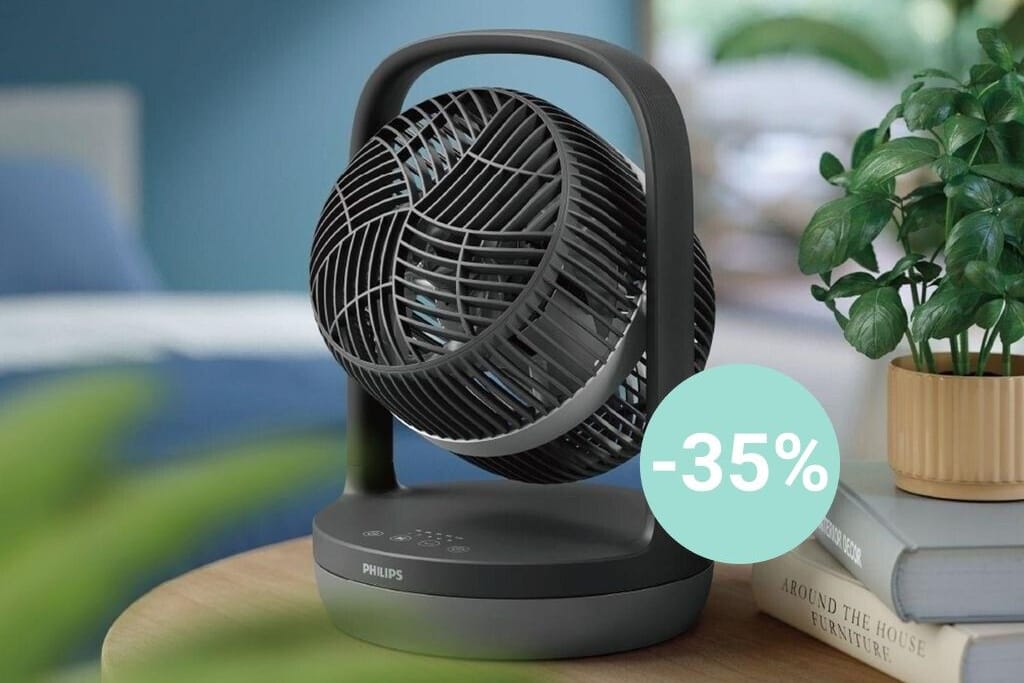 Tischventilator im Angebot: Bei Amazon sichern Sie sich den handlichen Ventilator von Philips für weniger als 50 Euro im Angebot.