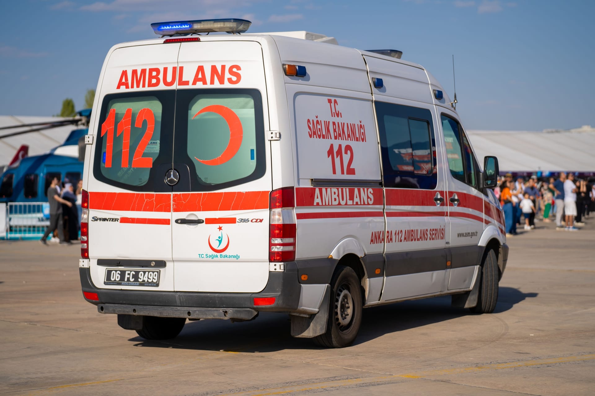112 Turkish emergency service ambulance. Ankara, Turkey - August 30, 2023.
