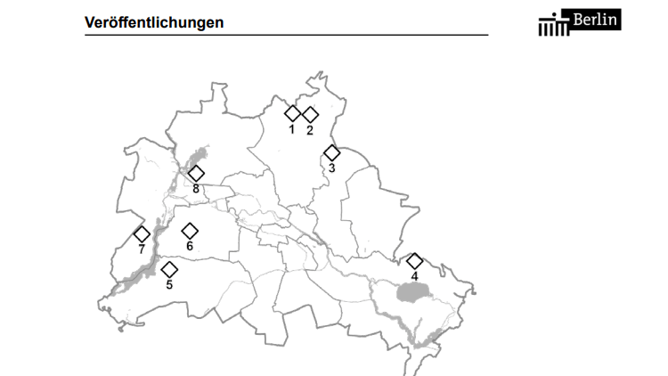 Die von der Senatsverwaltung festgelegten Gebiete: Hier sollen in Zukunft Windkrafträder stehen.