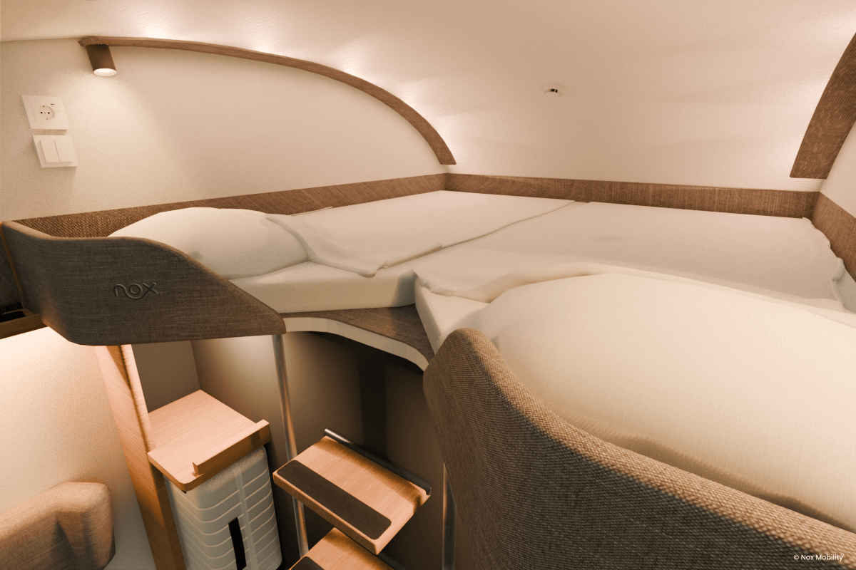 Private Suite im schlichten Skandi-Stil: So stellen sich die Nox-Gründer das Schlafabteil der Zukunft vor.
