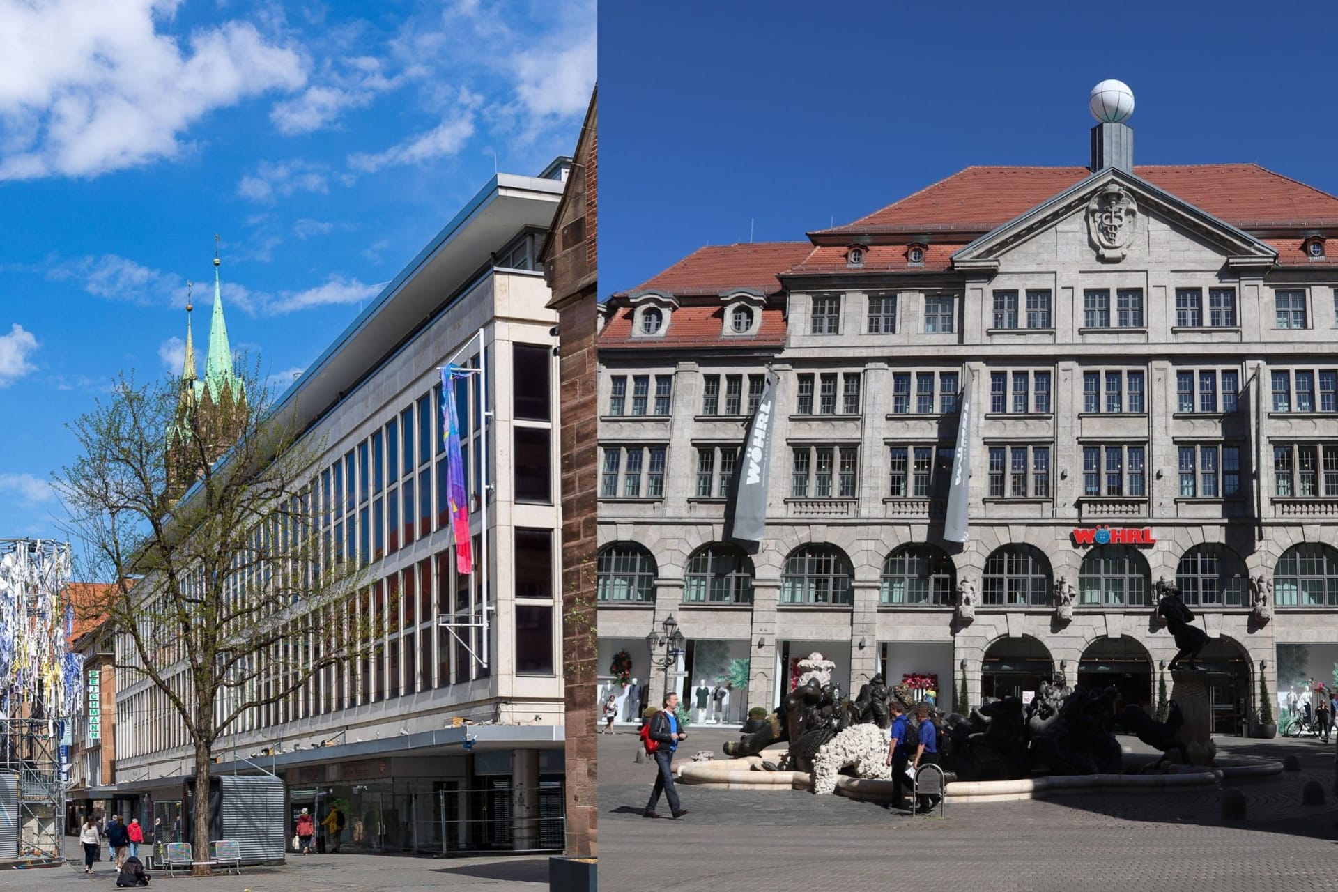 Ein neuer Mieter für den leer stehenden Kaufhof (l) ist gefunden: Der ist der Nürnberger Innenstadt kein Unbekannter.