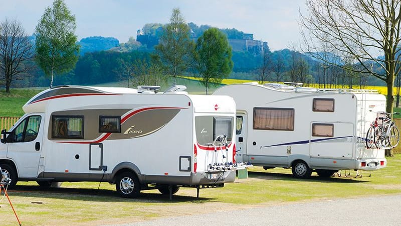 Blick auf den Camping-Stellplatz: Der Stellplatz Struppen überzeugte nicht nur mit seiner Lage in der Sächsischen Schweiz.