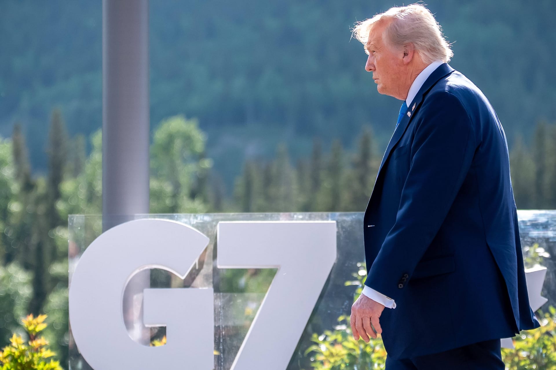 Donald Trump auf dem G7-Gipfel. Der US-Präsident reiste schon nach einem Tag wieder vom Gipfel ab.
