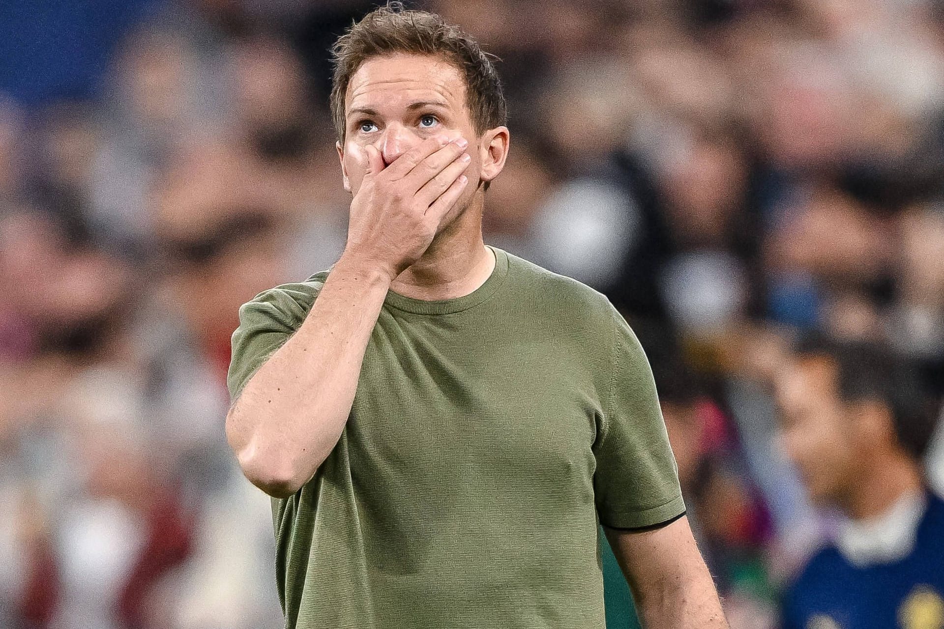 Fassungslos: Bundestrainer Julian Nagelsmann im Spiel der DFB-Elf gegen Portugal.