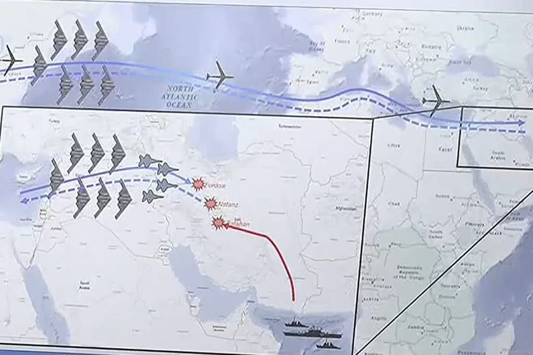 Dieses Schaubild zu Operation "Mitternachtshammer" teilte das US-Militär am Tag nach dem Angriff auf den Iran.