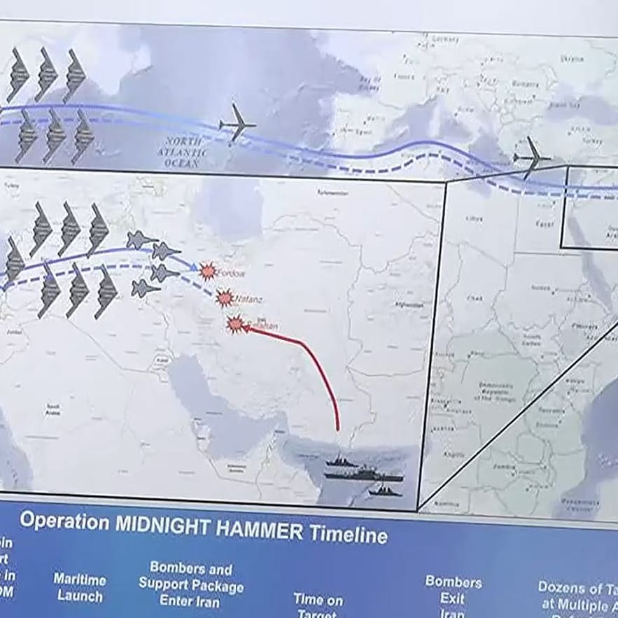 Dieses Schaubild zu Operation "Mitternachtshammer" teilte das US-Militär am Tag nach dem Angriff auf den Iran.