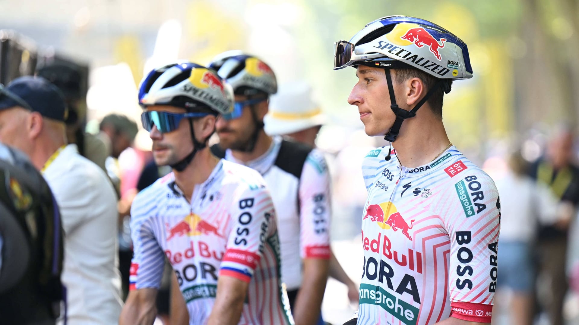 Primož Roglič (links hinten) und Florian Lipowitz: Beide fahren für das Team Red Bull – Bora -hansgrohe.