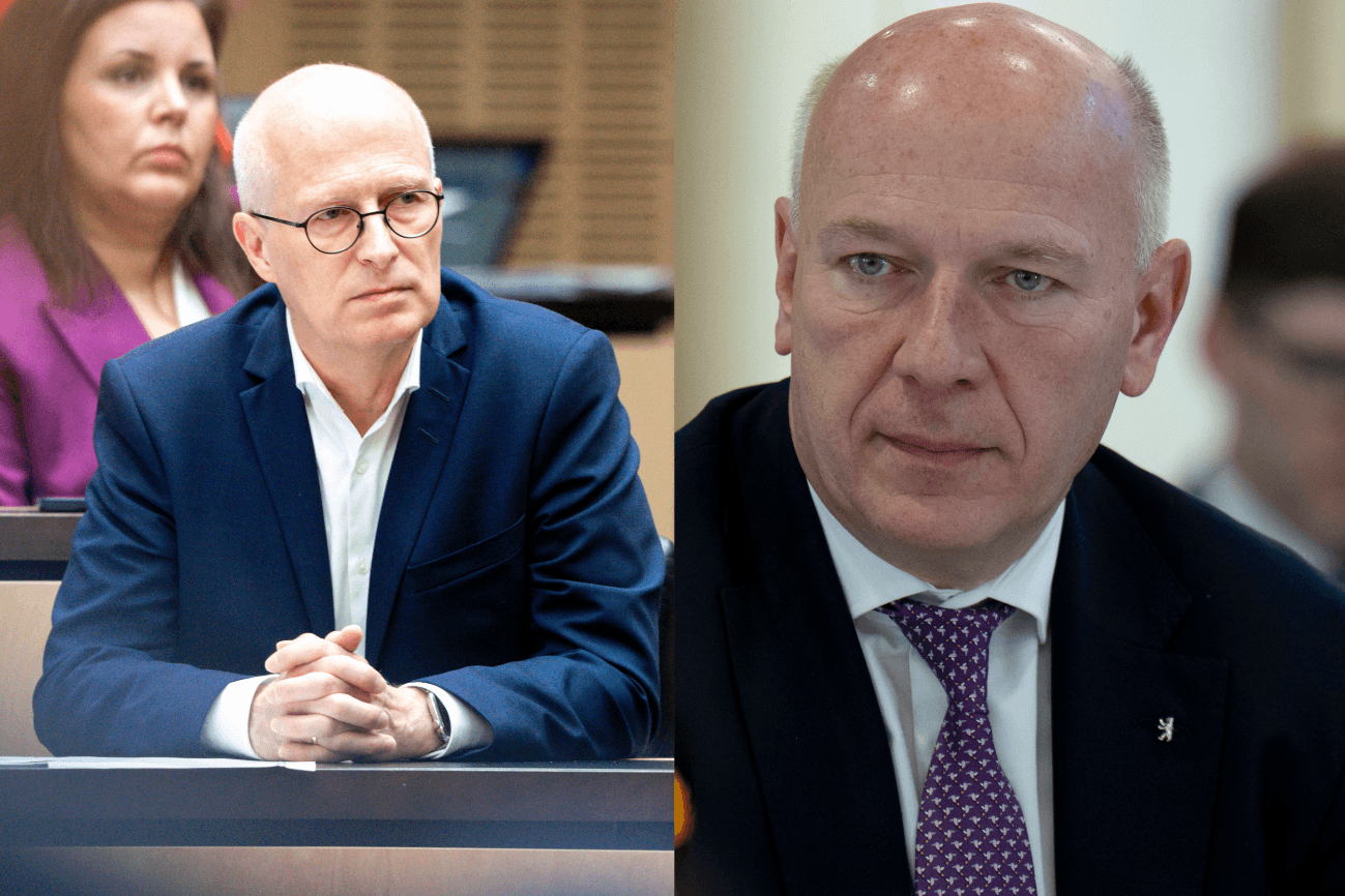 Peter Tschentscher und Kai Wegner (Archivbilder): Es gibt Streit wegen Abschiebungen.