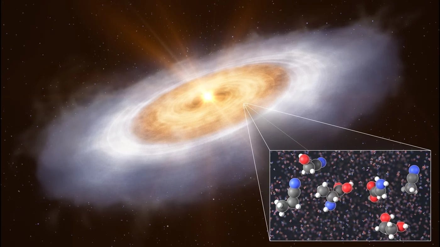 Diese künstlerische Darstellung zeigt die planetenbildende Scheibe um den Stern "V883 Orionis". Diese künstlerische Darstellung zeigt die planetenbildende Scheibe um den Stern "V883 Orionis".