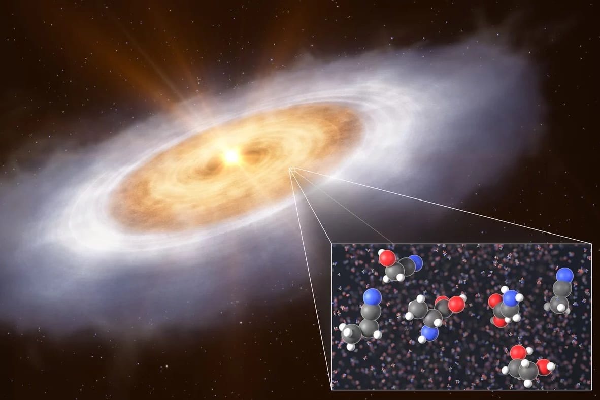 Diese künstlerische Darstellung zeigt die planetenbildende Scheibe um den Stern "V883 Orionis".