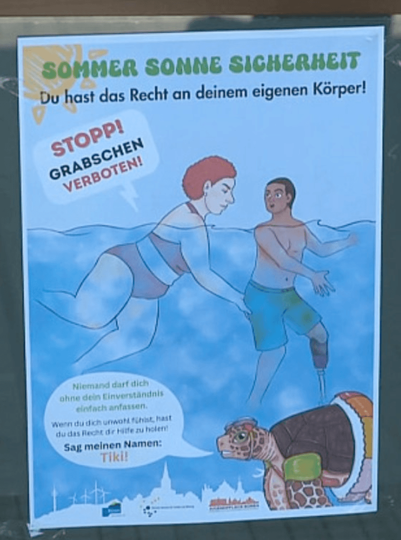 Ein Fotomotiv der Freibad-Kampagne der Stadt Bühren: Im Internet wird es kontrovers diskutiert.