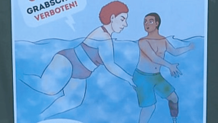 Ein Fotomotiv der Freibad-Kampagne der Stadt Bühren: Im Internet wird es kontrovers diskutiert. Ein Fotomotiv der Freibad-Kampagne der Stadt Bühren: Im Internet wird es kontrovers diskutiert.