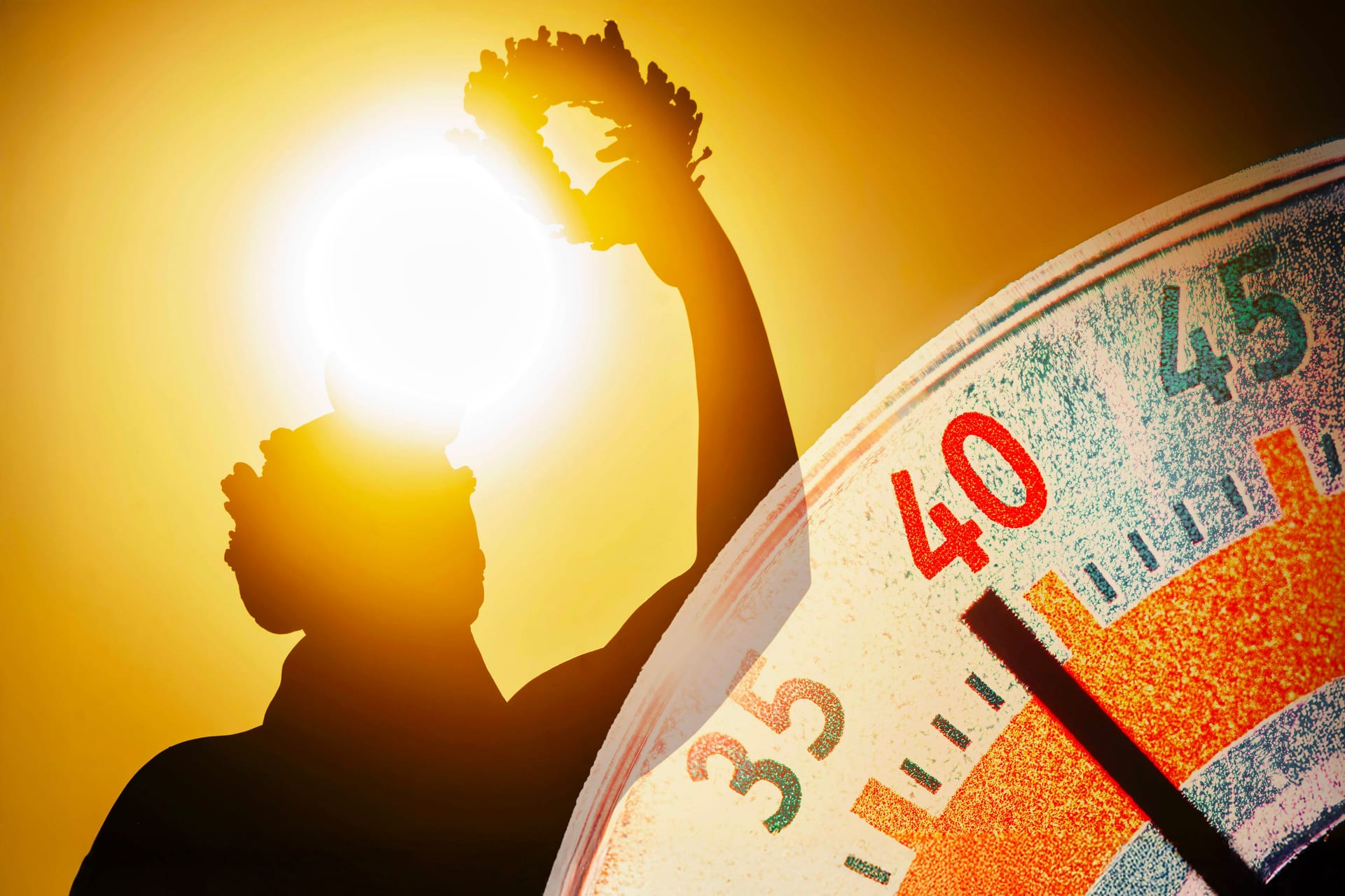 Sommerhitze auf einem Thermometer vor der Münchner Bavaria (Symbolfoto): In den kommenden Tagen wird mit einer deutlichen Abkühlung gerechnet.