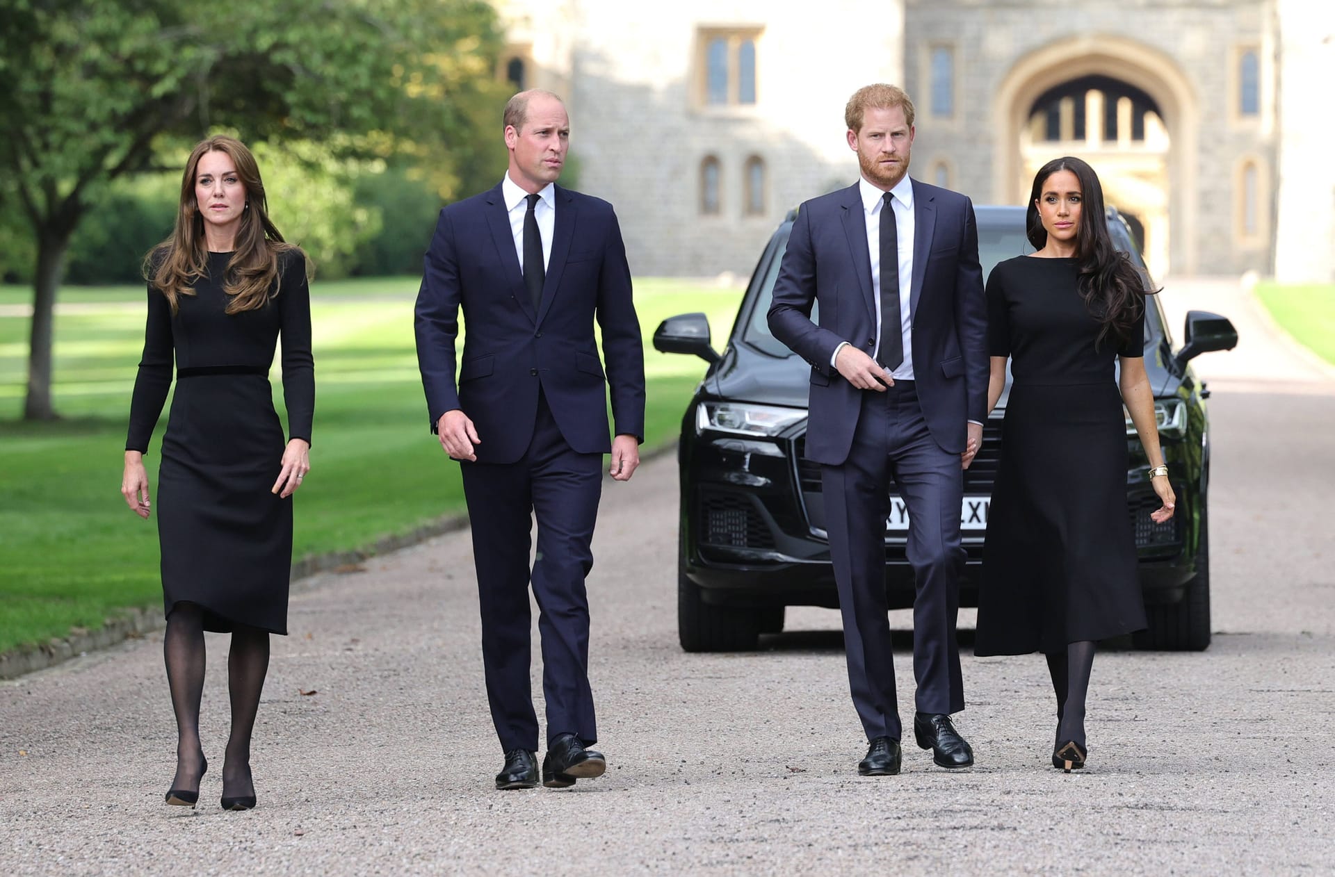 Kate, William, Harry und Meghan im September 2022 nach dem Tod der Queen in Windsor: Einst galten sie als Fantastic Four der Royal Family.